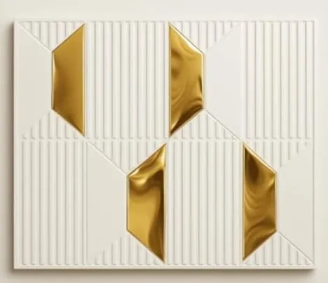 White and gold 3D wall sticker panels