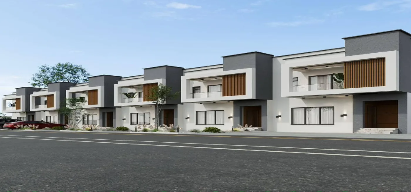 Row of modern terrace homes